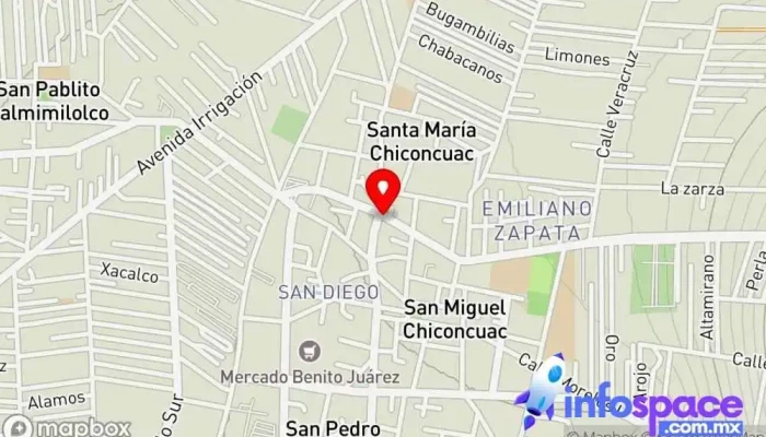 mapa de Terminal Teotihuacanos Servicio de transporte en Chiconcuac de Juárez