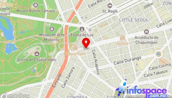 mapa de Terminal trolebús L-2 Chapultepec - Pantitlán Servicio de transporte en Cuauhtémoc, Ciudad de México