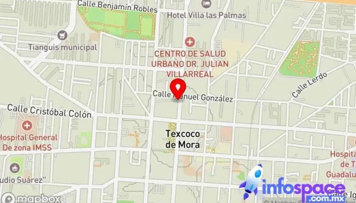 mapa de Texcoco Salida de Terminal, Av. Juarez Norte Bus stop en Texcoco de Mora