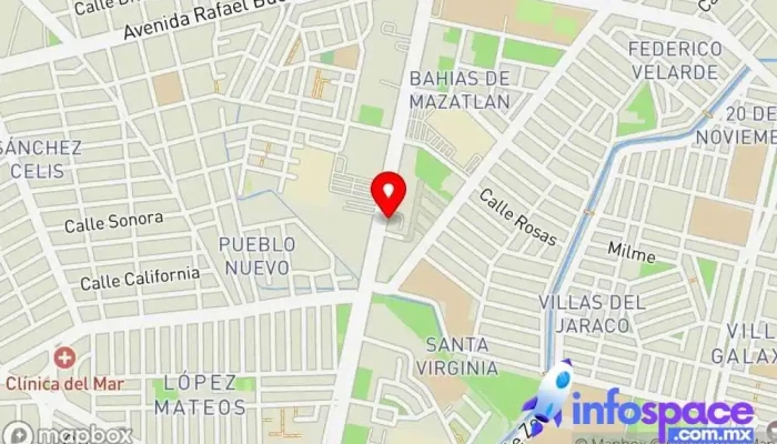 mapa de TUFESA Empresa de autobuses, Servicio de mensajería, Servicio de transporte en Mazatlán