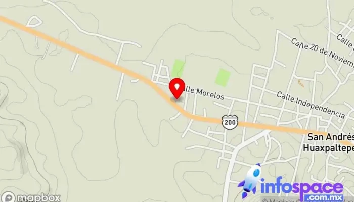 mapa de VULCANIZADORA HUAXPALA, ALINEACION, BALANCEO, CAMBIO DE PIEZAS DE SUSPENCION, LLANTAS NUEVAS Y REPARACION DE LLANTAS. Taller de reparación de automóviles en San Andrés Huaxpaltepec