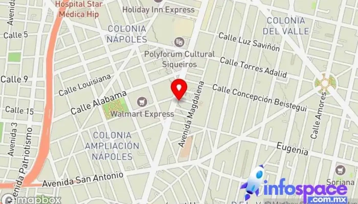 mapa de ZAITTEC Soporte y servicios informáticos, Servicio de reparación de aire acondicionado, Electricista, Consultora de marketing, Servicio de guardias de seguridad, Servicio de seguridad, Proveedor de servicios de telecomunicaciones en Benito Juárez, Ciudad de México