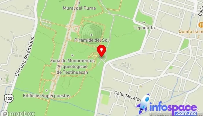mapa de Zona Arqueológica de Teotihuacán puerta 5 Lugar de interés histórico en Teotihuacán de Arista